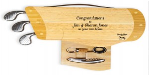 engraved golf bag cheese board