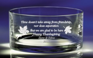 Engraved Glass Bowl as a Thanksgiving Gift