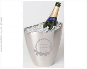 Engraved Oval Stainless Steel Ice Bucket