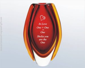 Romantic Red Art Glass Vase