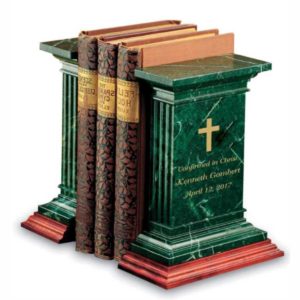 engraved green marble bookends