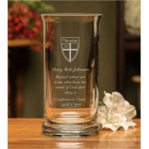 Crystal Hurricane Vase with Cross and Confirmation Verse